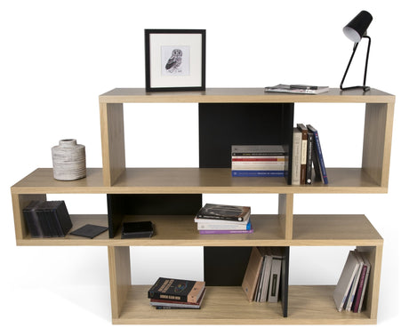 London Simple Bookshelf, Oak veneer/Matte black