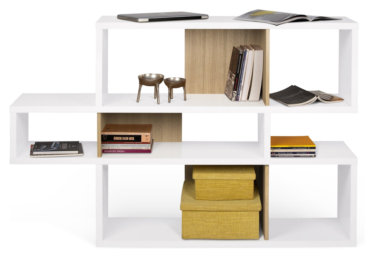 London Simple Bookshelf, Matte white/Oak veneer