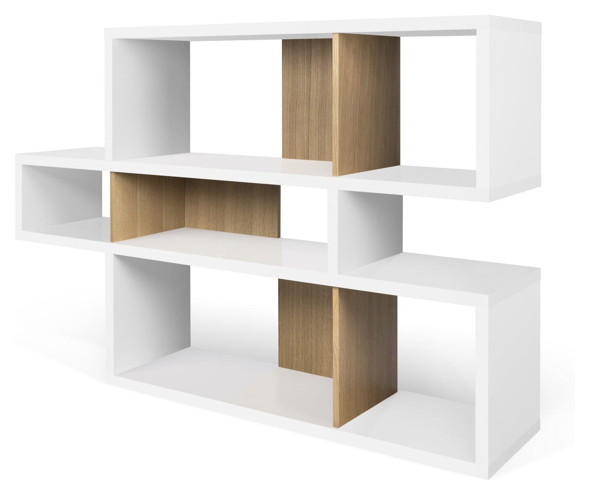 London Simple Bookshelf, Matte white/Oak veneer