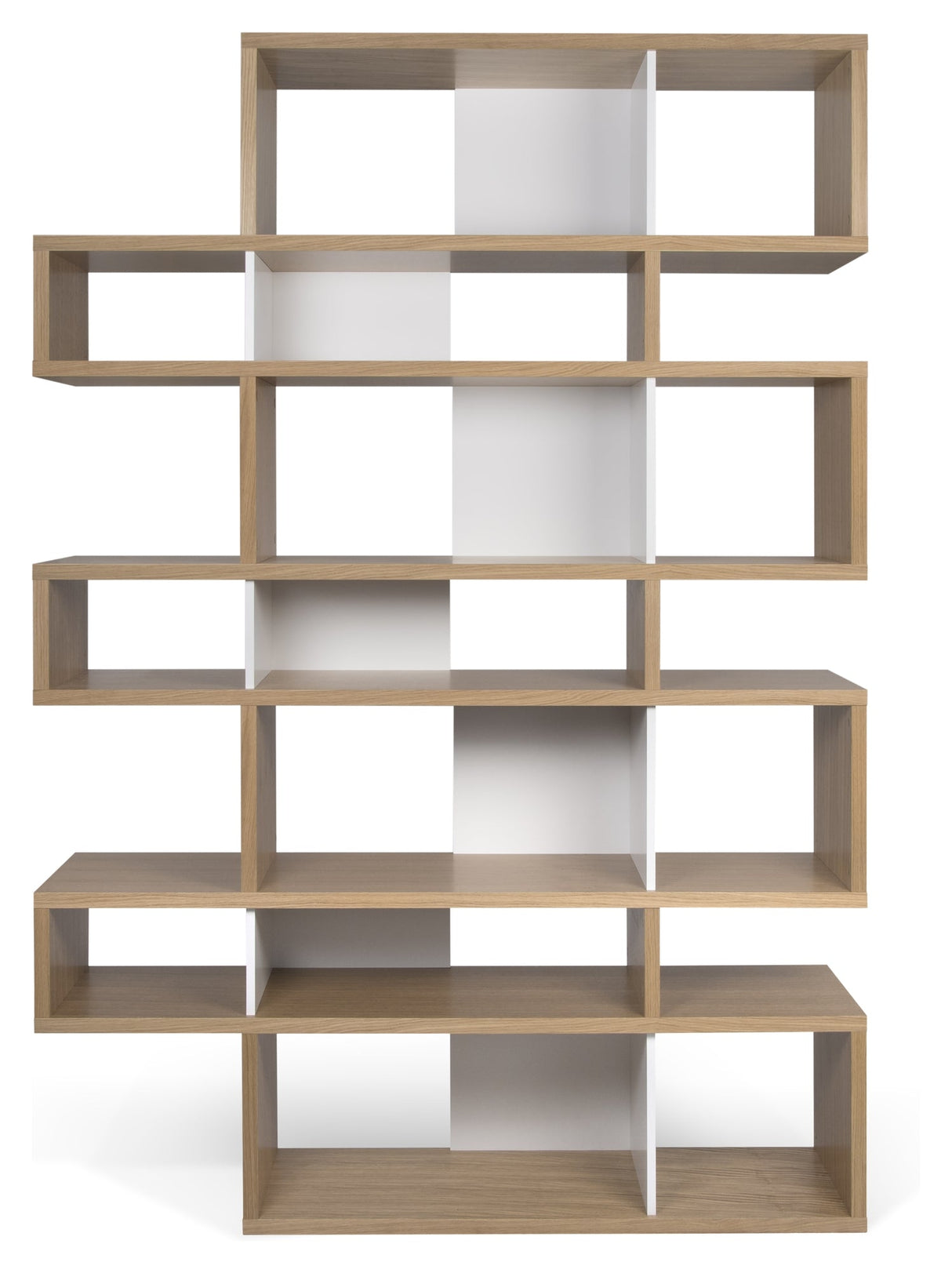 London Triple Bookshelf, Oak veneer/Matte white