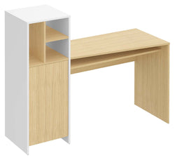 Mitch Desk with storage, White/Nature