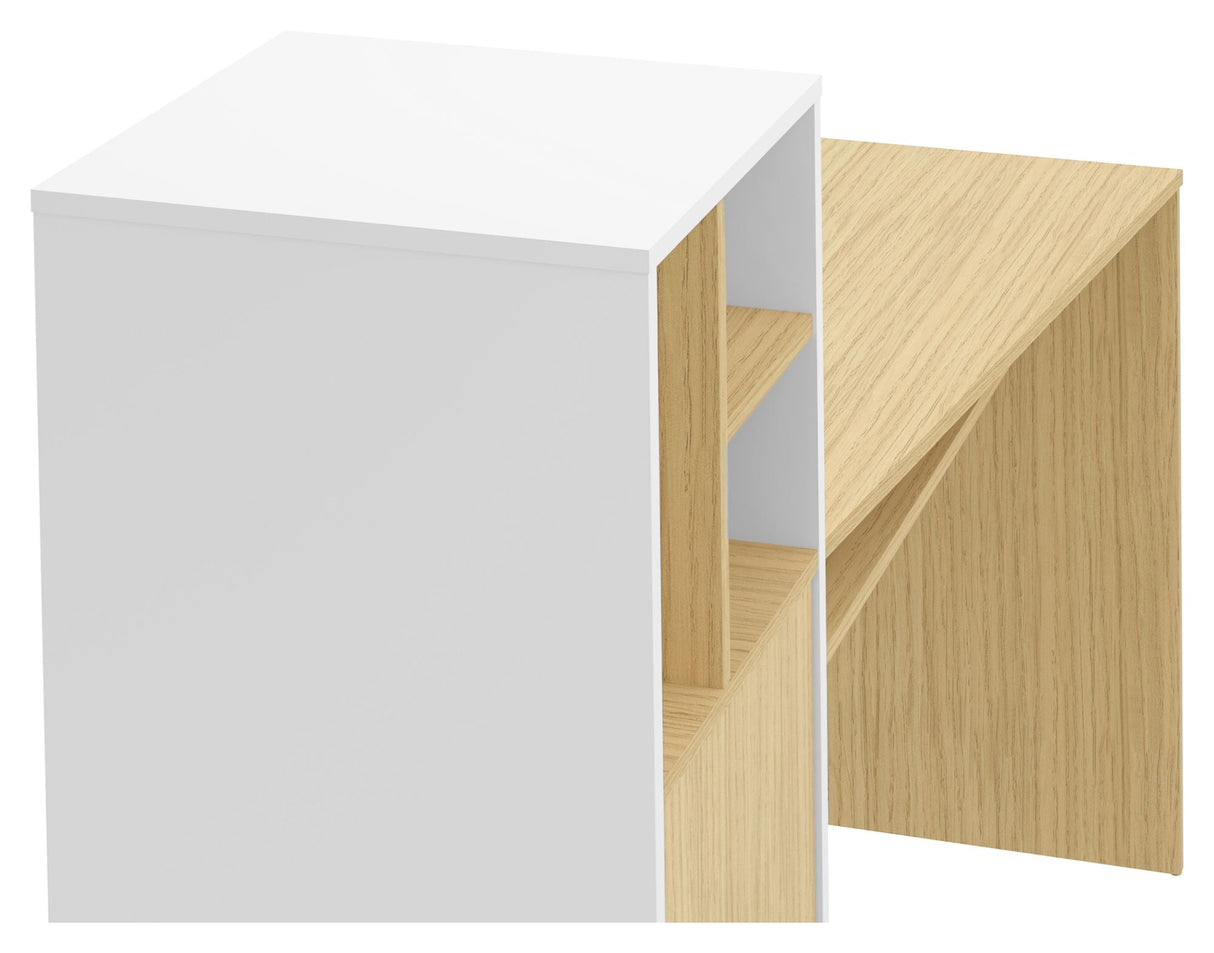 Mitch Desk with storage, White/Nature