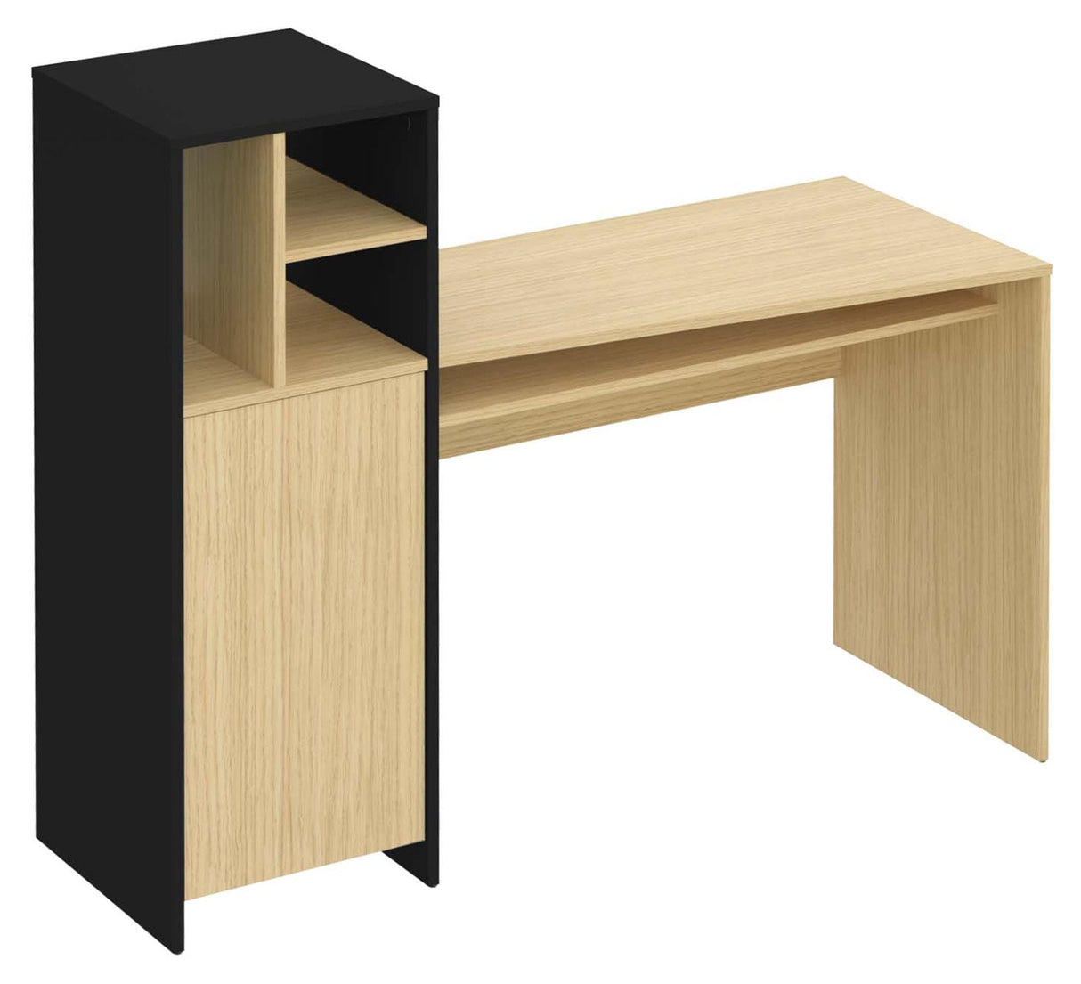 Mitch Desk with storage, Black/Nature