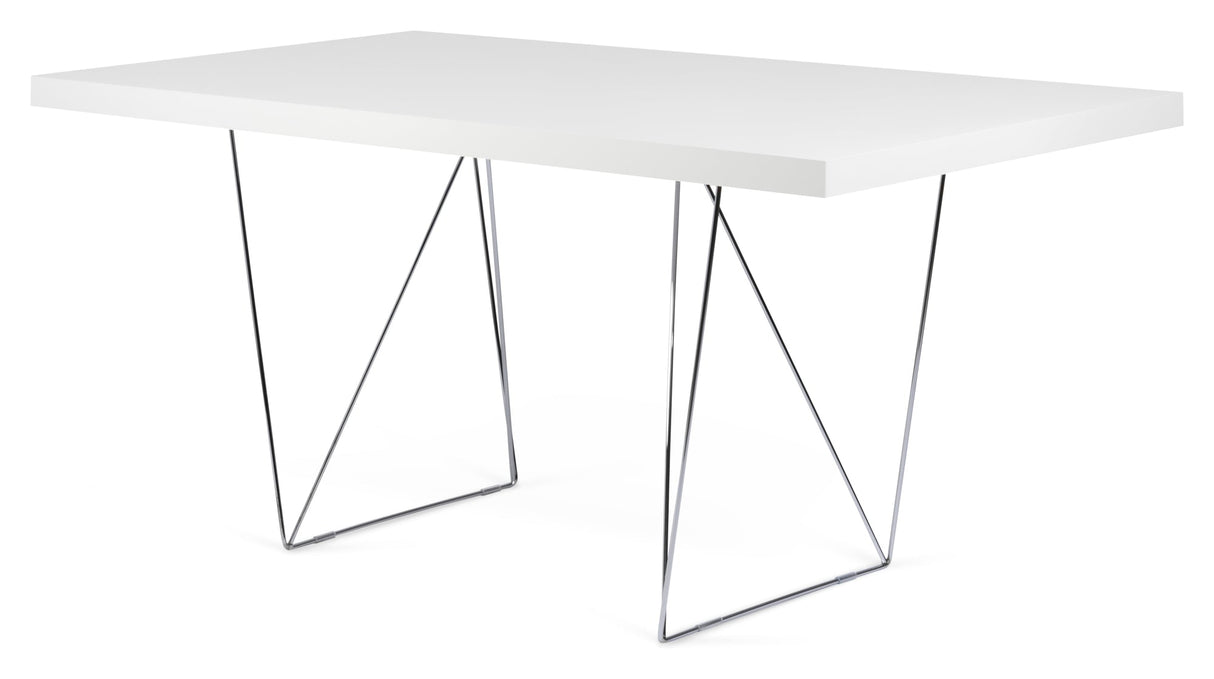 Multi 180 Desk w. bends, Matt white/chrome