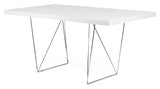 Multi 180 Desk w. bends, Matt white/chrome