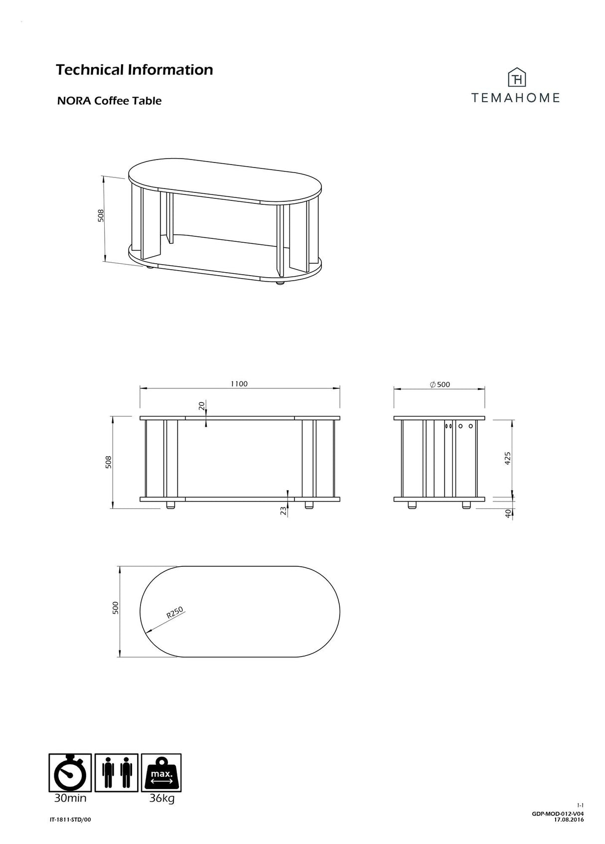 Nora Coffee table, walnut