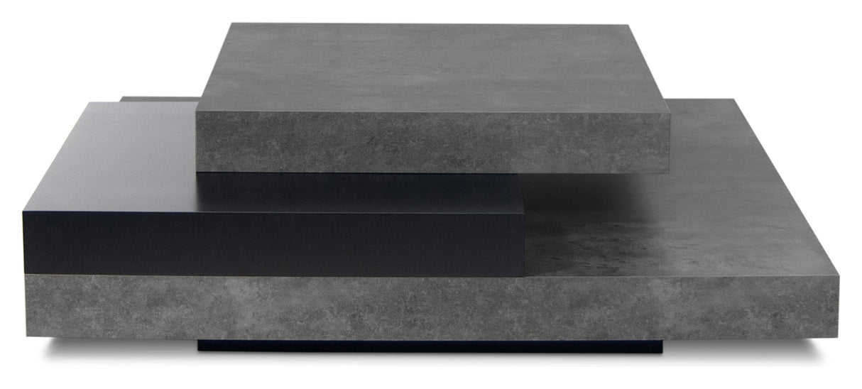 Slate Coffee table, 90x90, Concrete gray melamine/Black