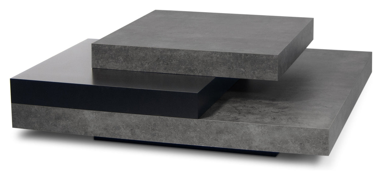 Slate Coffee table, 90x90, Concrete gray melamine/Black