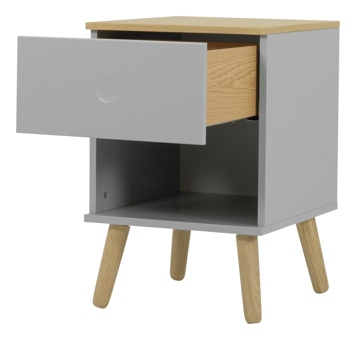 DOT Bedside Table - Oak/Gray