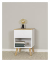 DOT Bedside Table - Oak/White