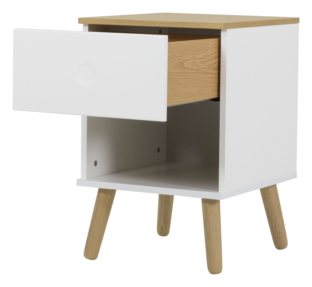 DOT Bedside Table - Oak/White