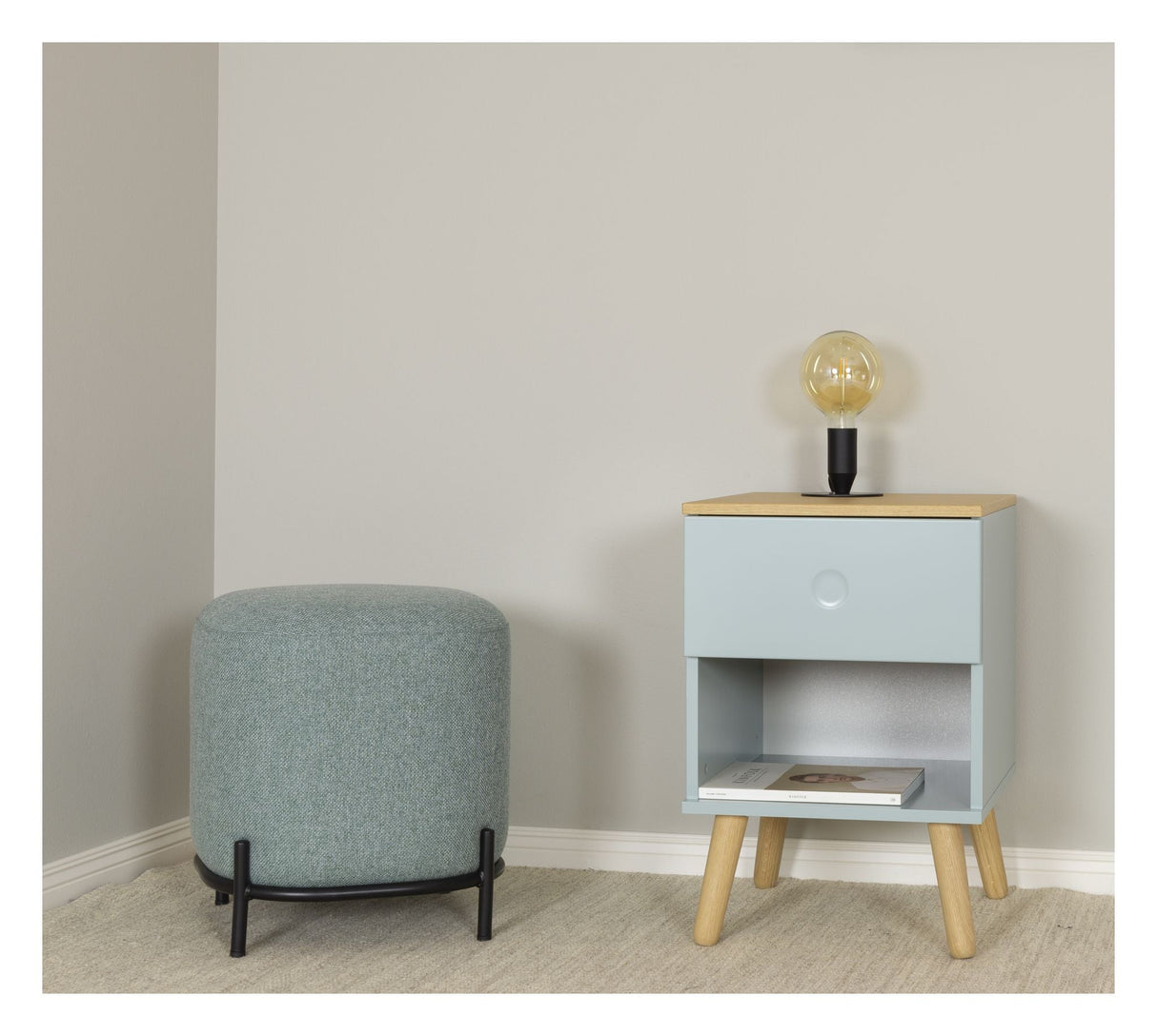 DOT Bedside Table - Oak/Sage