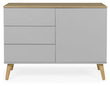 Dot Sideboard 1 Door+3 Drawers, Oak/Gray