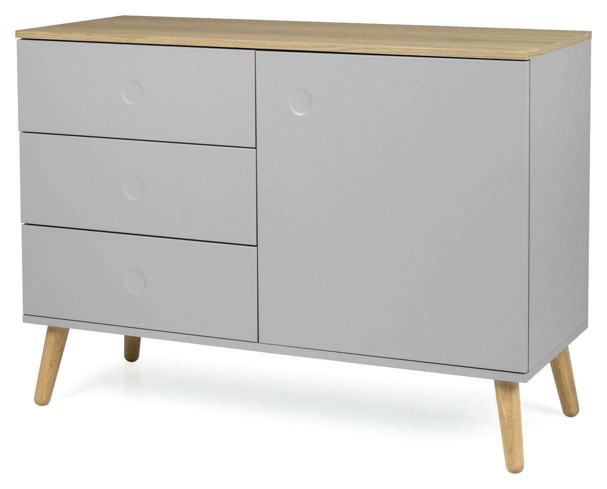 Dot Sideboard 1 Door+3 Drawers, Oak/Gray