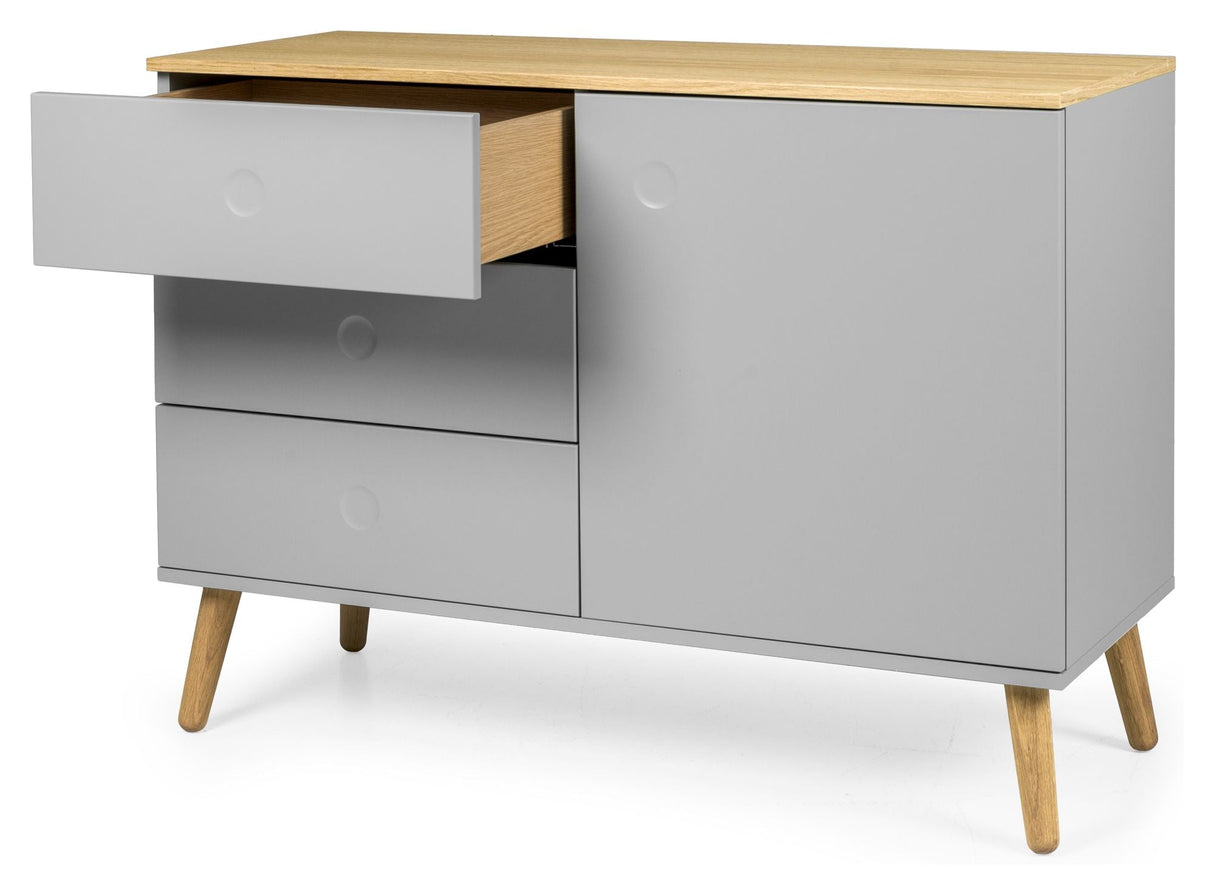 Dot Sideboard 1 Door+3 Drawers, Oak/Gray