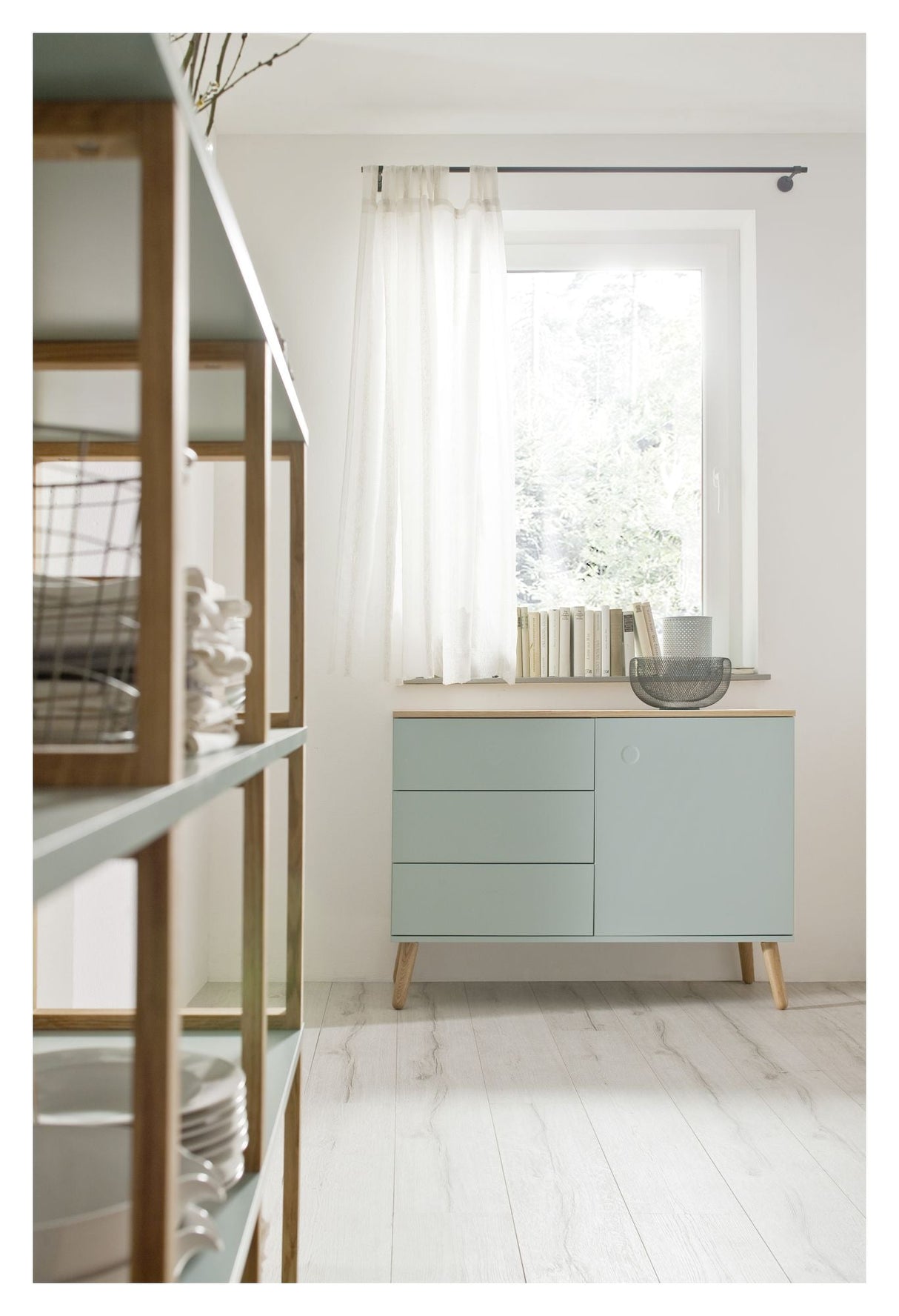 Dot Sideboard 1 door+3 drawers, Oak/Sage