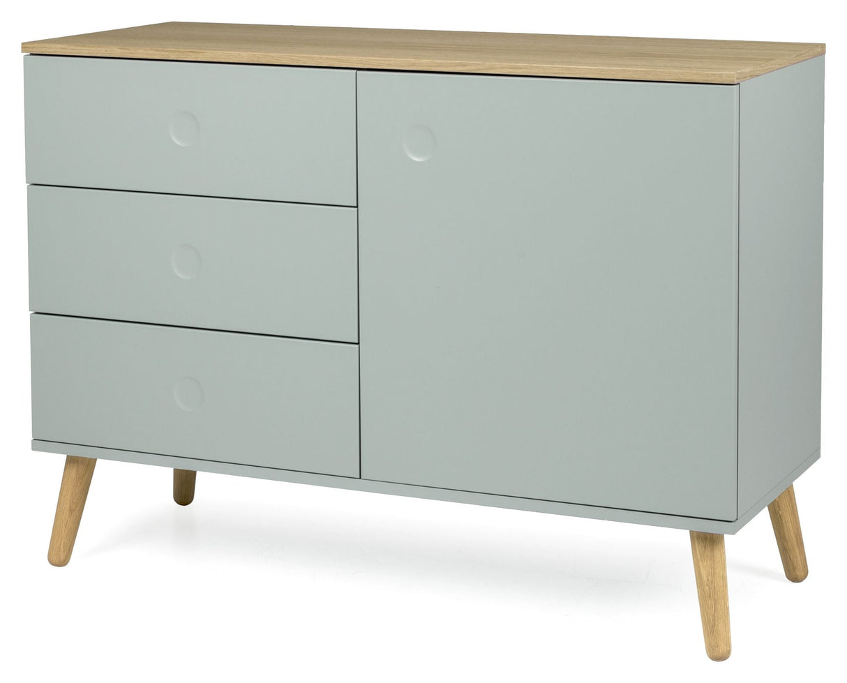 Dot Sideboard 1 door+3 drawers, Oak/Sage