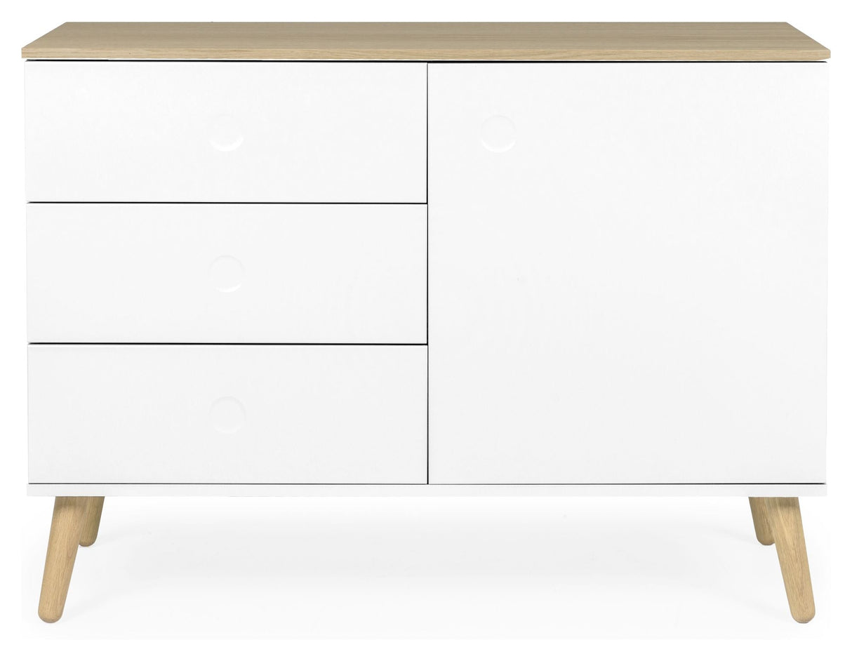 Dot Sideboard 1 Door+3 Drawers, Oak/White