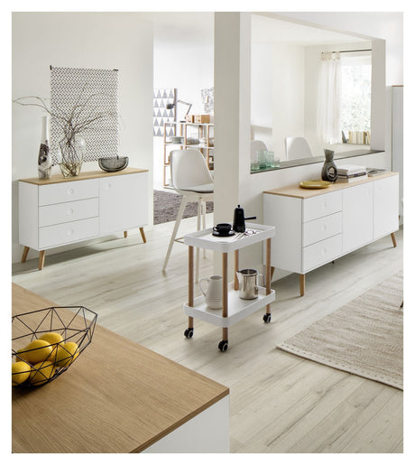 Dot Sideboard 1 Door+3 Drawers, Oak/White