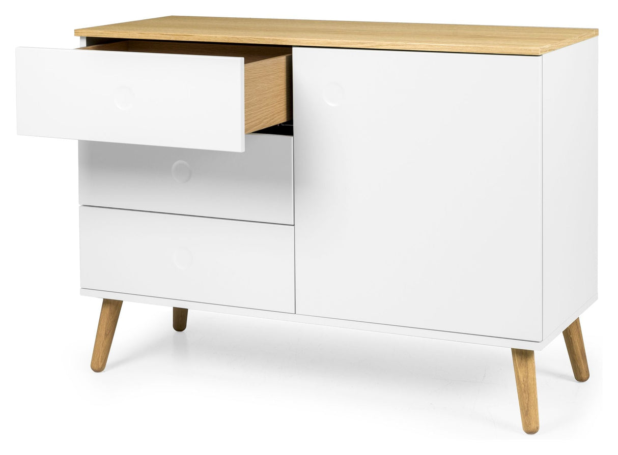 Dot Sideboard 1 Door+3 Drawers, Oak/White