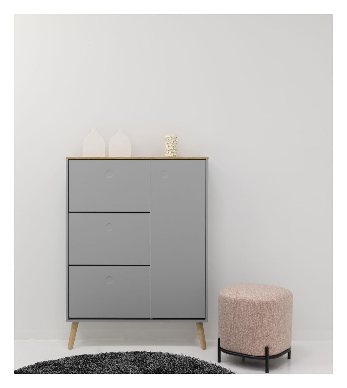 DOT Shoe Cabinet - Oak/Gray