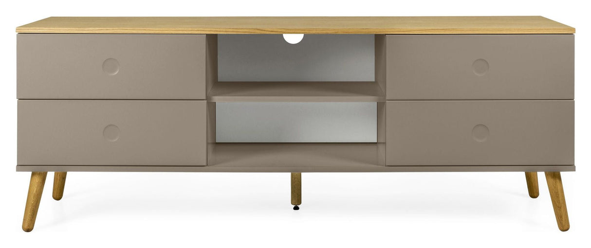 Dot TV bench with drawers - Taupe/Oak