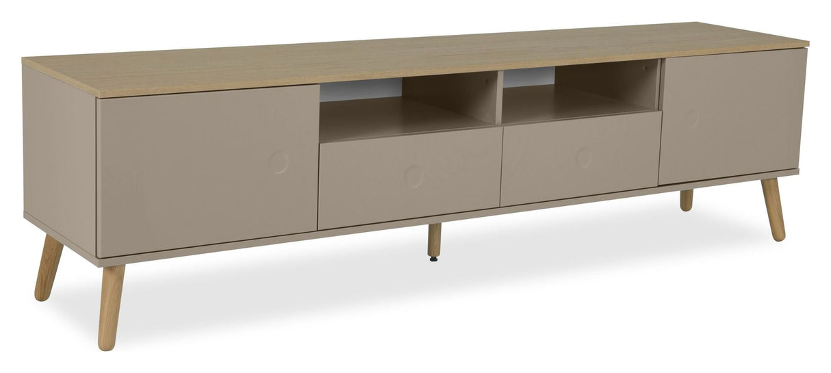 Dot TV Bench - Taupe/Oak