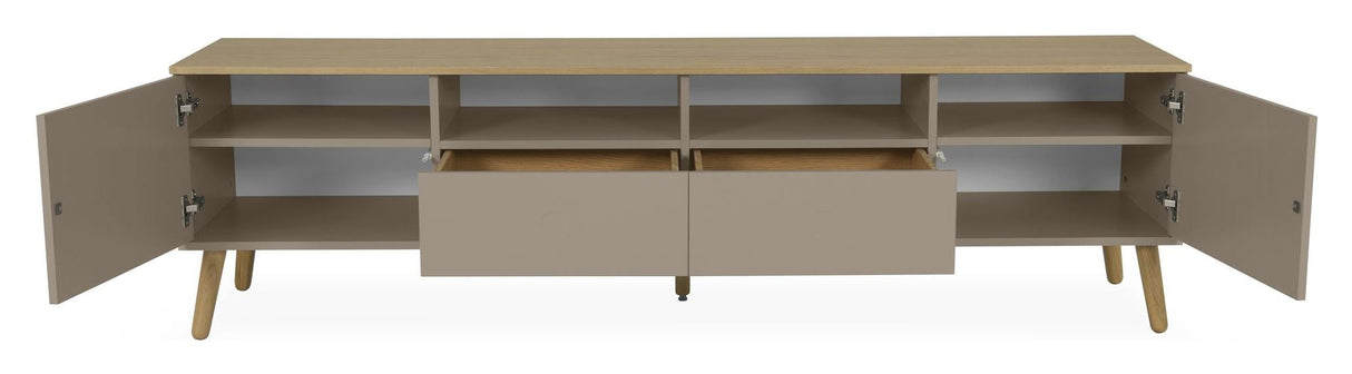 Dot TV Bench - Taupe/Oak