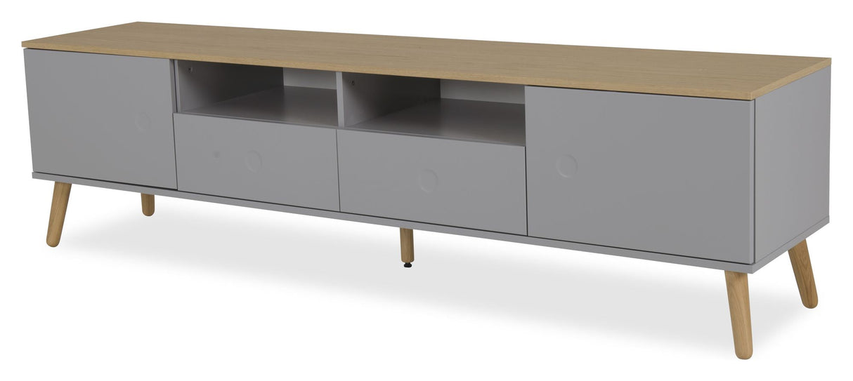 Dot TV Table 2 doors+2 drawers, Oak/Gray