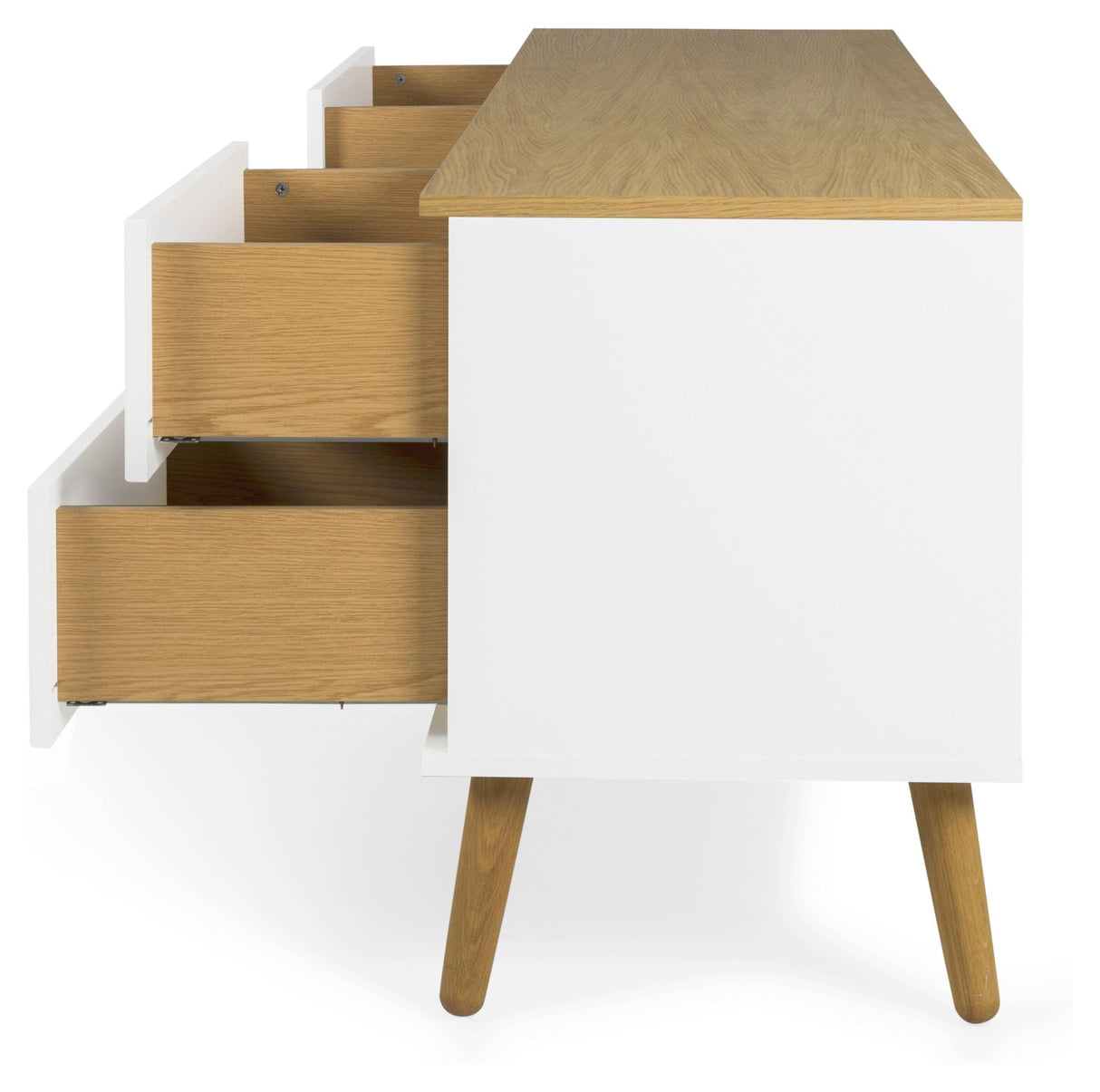 Dot TV Table 4 drawers, Oak/White