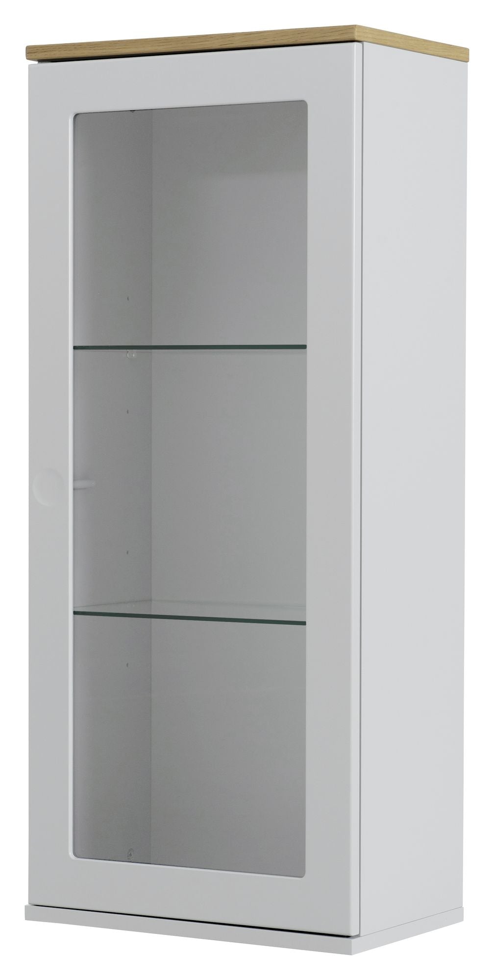 Dot Wall Hanging Glass Cabinet 1 Door, White/Oak