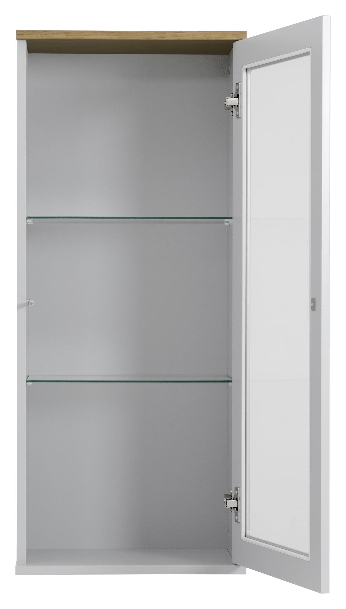 Dot Wall Hanging Glass Cabinet 1 Door, White/Oak