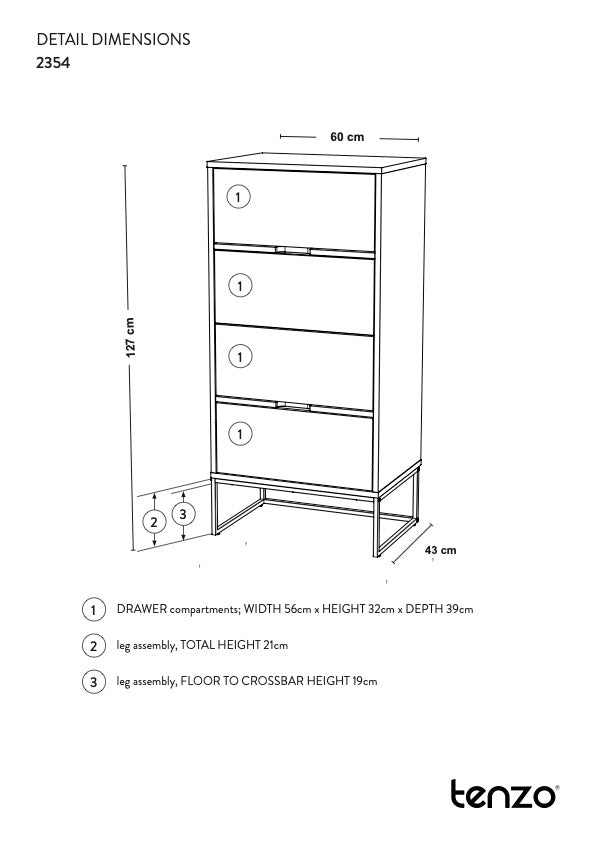 Lipp Chest w. 4 drawers, Misty Green