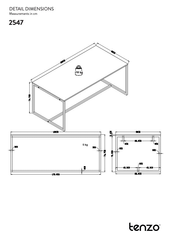 LIPP Dining table 180x90 - Ash/Black