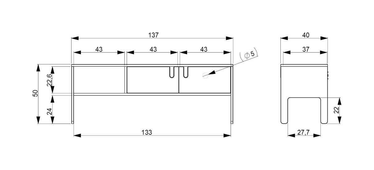 TENZO - Uno TV bench with 2 doors, Mustard