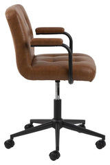 Tibro Office chair with armrests, brown leatherette