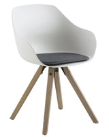 Tina Dining chair white plastic, Light gray cushion