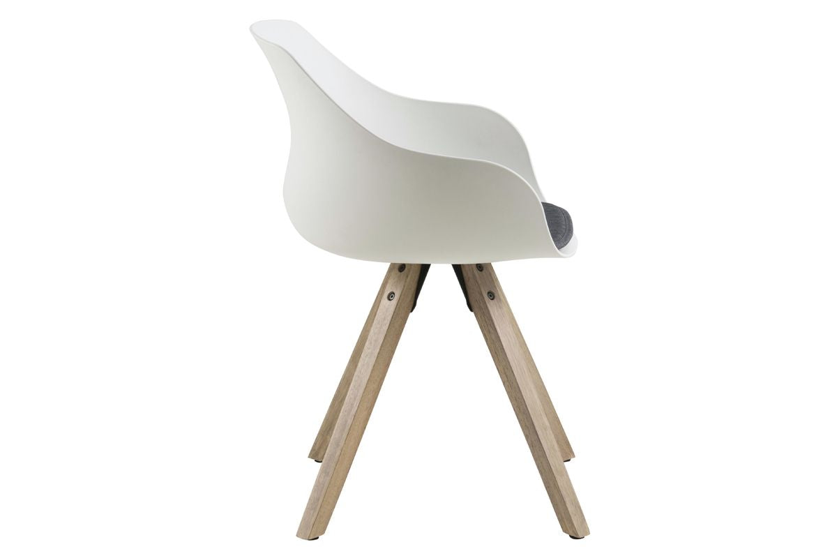 Tina Dining chair white plastic, Light gray cushion