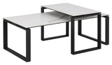 Toftdal Coffee Table Set, White Acrylic Glass Ceramic/Matte Black