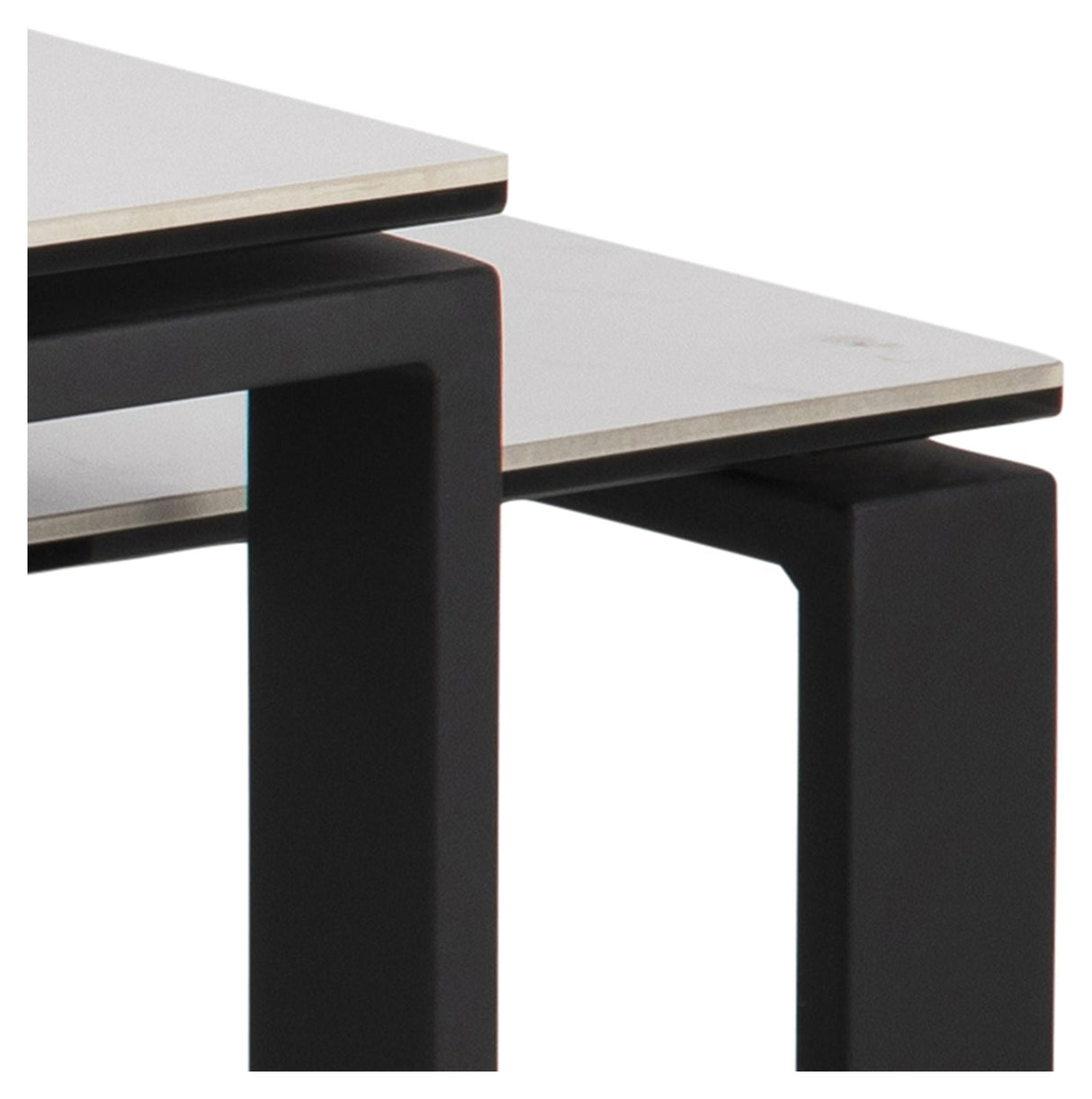 Toftdal Coffee Table Set, White Acrylic Glass Ceramic/Matte Black