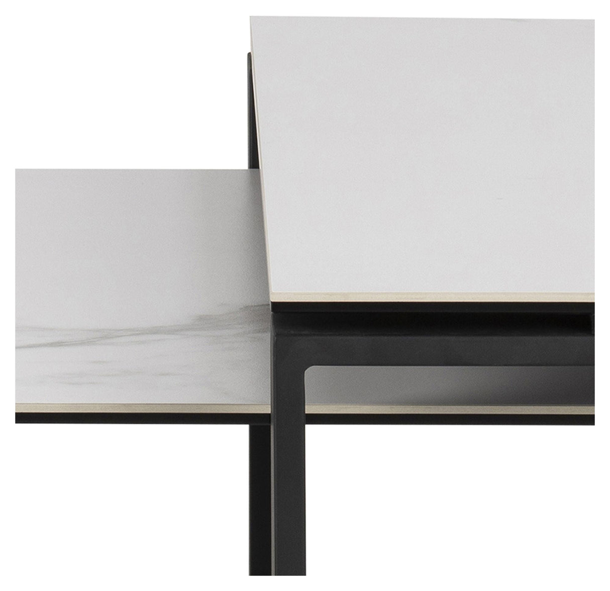 Toftdal Coffee Table Set, White Acrylic Glass Ceramic/Matte Black