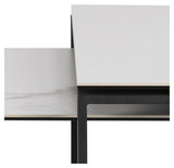 Toftdal Coffee Table Set, White Acrylic Glass Ceramic/Matte Black