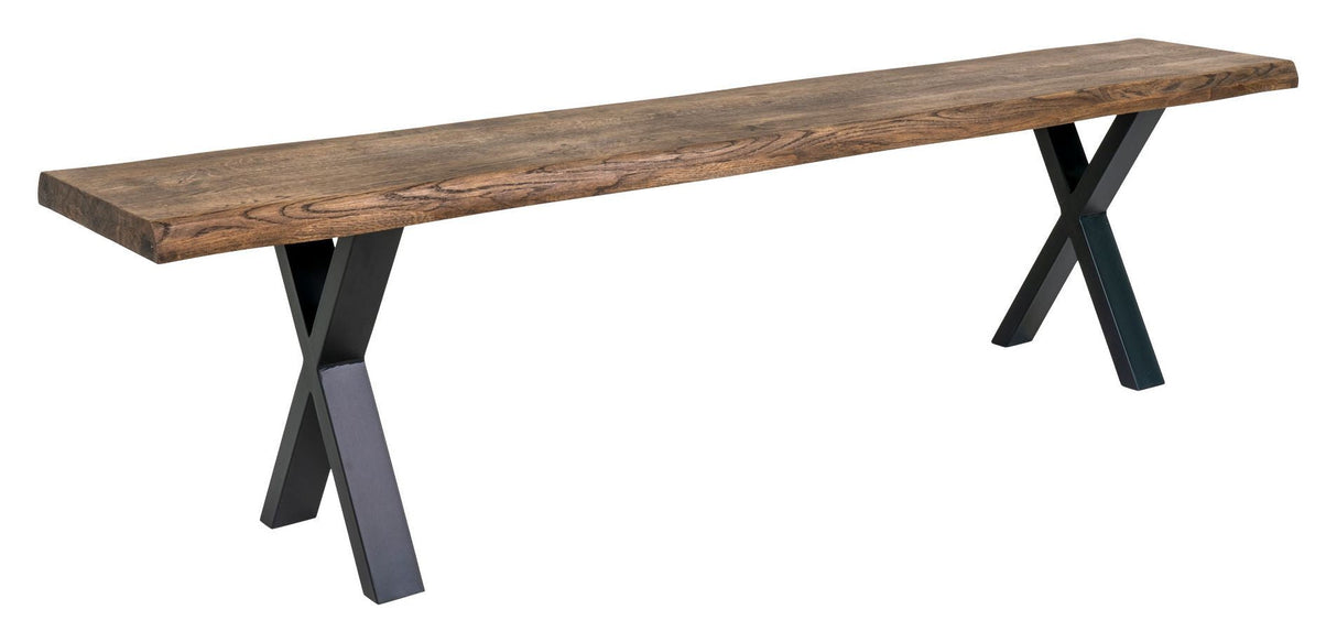 Toulon Bench with wavy edge, Smoked oiled Oak, 180x34