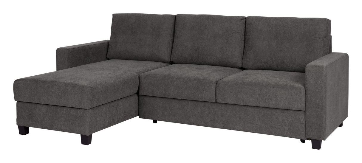 Trieste 2-pers. Sofa w. chaise longue, left - Dark gray