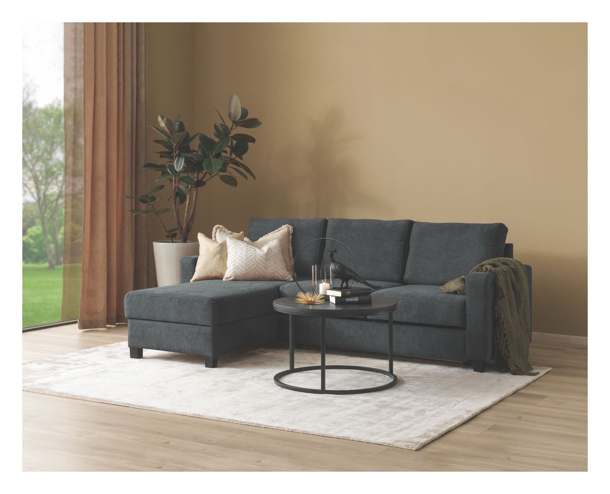 Trieste 2-pers. Sofa w. chaise longue, left - Dark gray