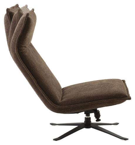 Nelson Recliner with tilt and adjustable headrest, Brown textile