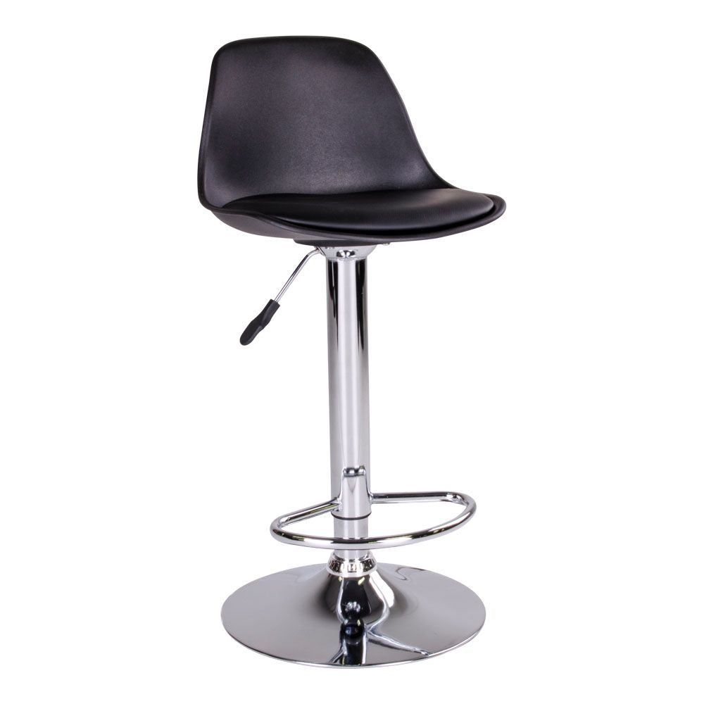 Trondheim Bar stool, Black, chrome legs