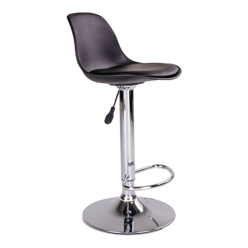 Trondheim Bar stool, Black, chrome legs