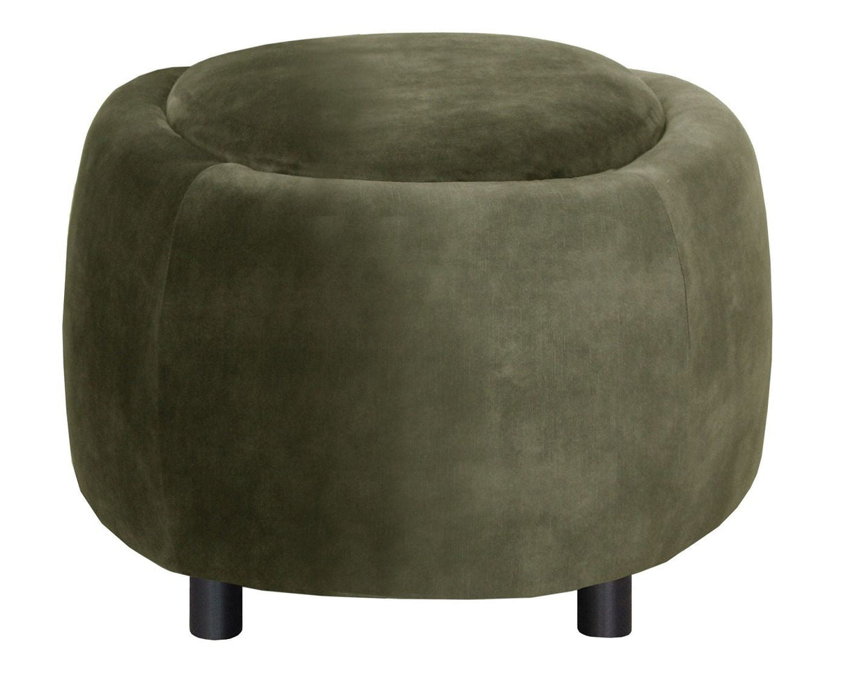 Turn Pouf w. reversible oak top - green