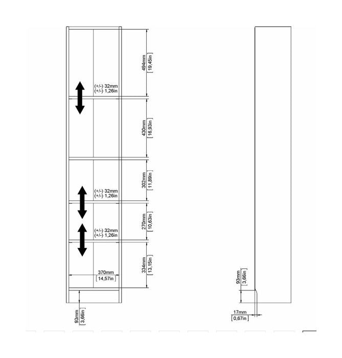 Basic Bookcase - White H:203 B:40